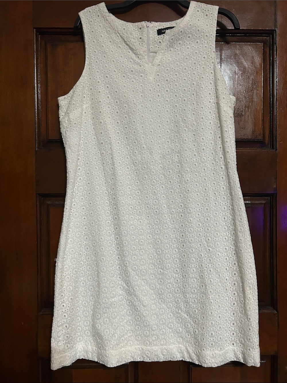 Nine West White Eyelet Sleeveless Shift Dress
